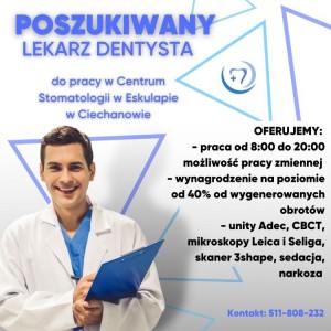Prywatne, 6-stanowiskowe Centrum zatrudni Lekarza Dentystę